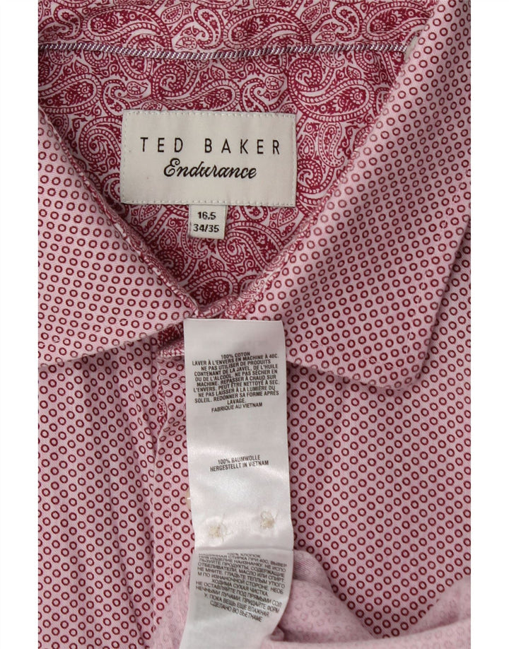 TED BAKER Mens Shirt Size 16 1/2 Large Pink Spotted Cotton Vintage Ted Baker and Second-Hand Ted Baker from Messina Hembry 