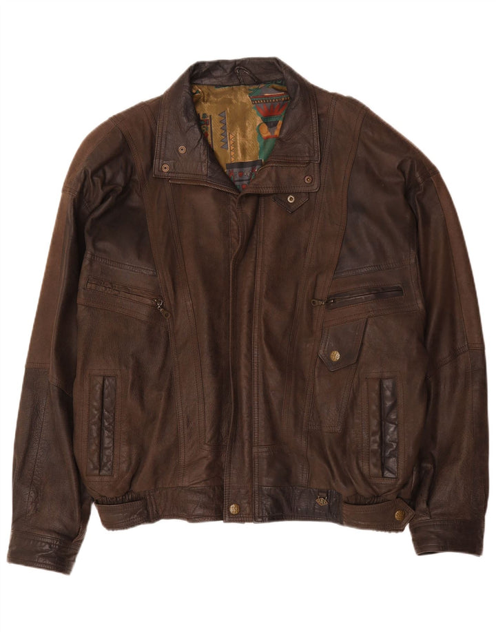 Jachetă din piele vintage pentru bărbați IT 56 3XL din piele maro