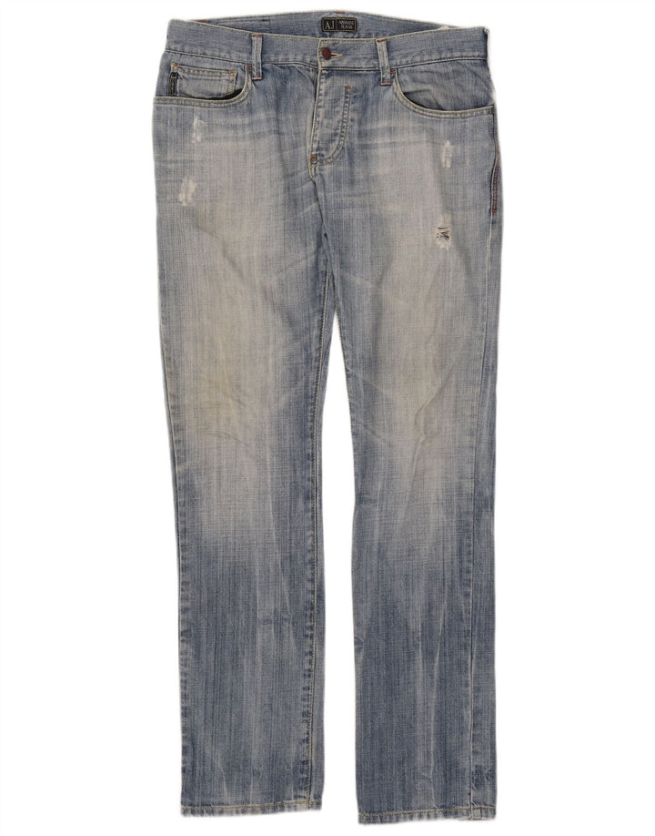 Blugi slim pentru bărbați Armani Distressed W32 L34 Bumbac albastru