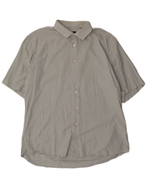 Cămașă Dkny pentru bărbați cu mânecă scurtă, slim fit, XL, verde, bumbac cu dungi