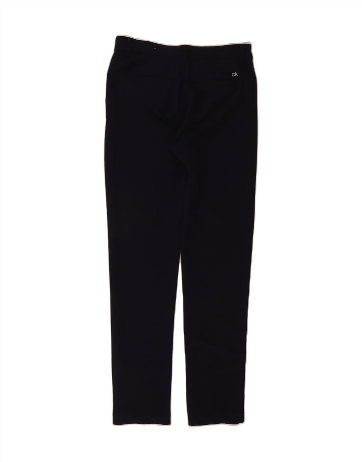 CALVIN KLEIN Womens Slim Casual Trousers W30 L31 Navy Blue Polyester Vintage Calvin Klein and Second-Hand Calvin Klein from Messina Hembry 