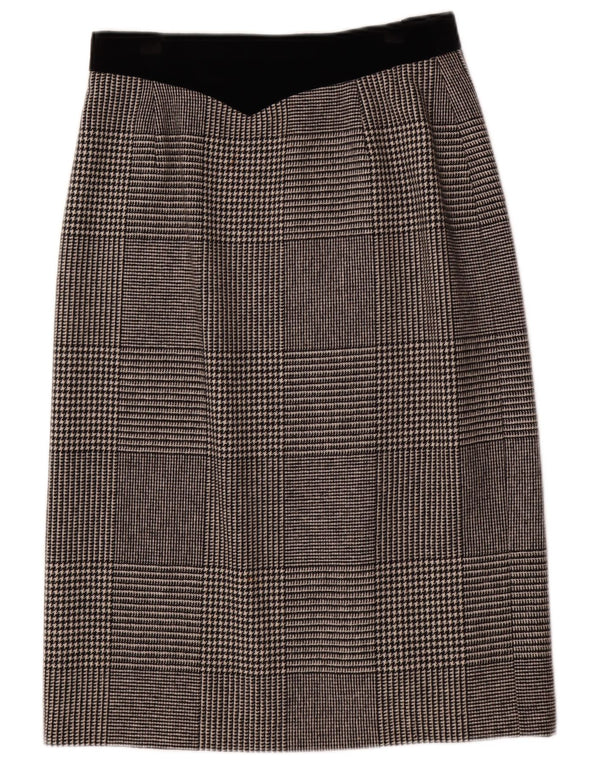Fusta midi pentru femei Louis Feraud UK 16 Lână mare W30 gri Houndstooth