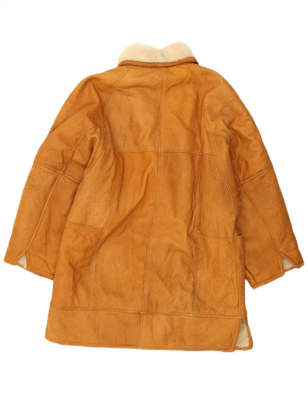 Palton supradimensionat din shearling vintage pentru femei UK 14 Bej mediu