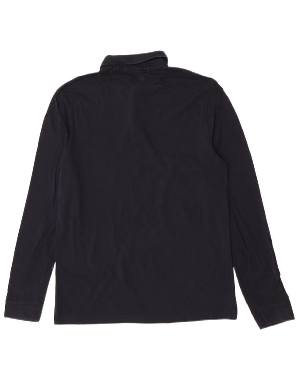 Cămașă polo pentru bărbați Hugo Boss cu mânecă lungă, bumbac mediu albastru bleumarin