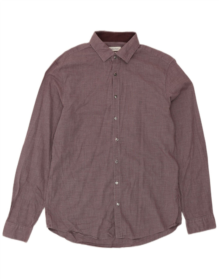 Cămașă pentru bărbați CALVIN KLEIN Slim Fit Mărimea 41 16 Maroon Houndstooth