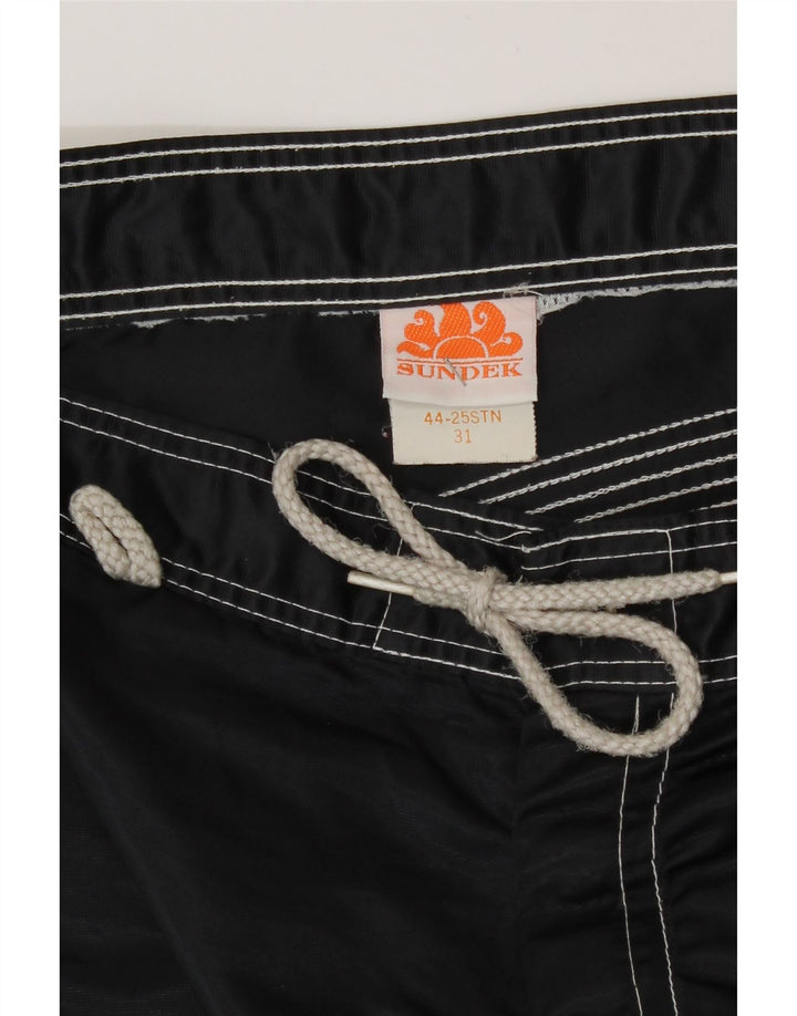Pantaloni scurți de înot Sundek pentru bărbați, nailon cu dungi negre medii