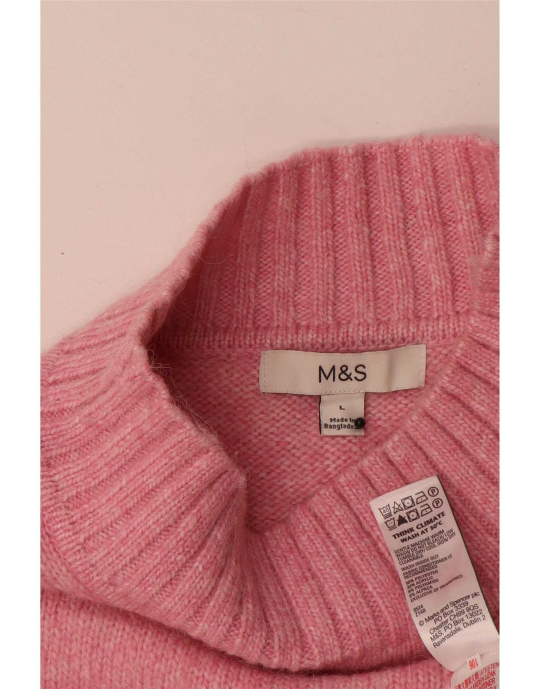 Pulover cu gât țestoasă pentru femei Marks & Spencer UK 16, mare, roz