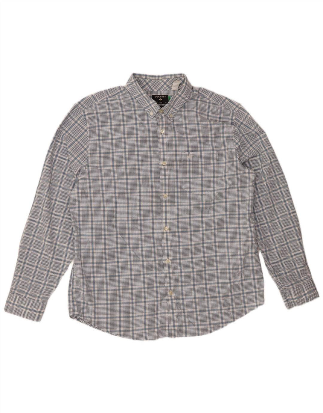 Cămașă pentru bărbați DOCKERS Classic Fit XL, bumbac cu carouri albastre