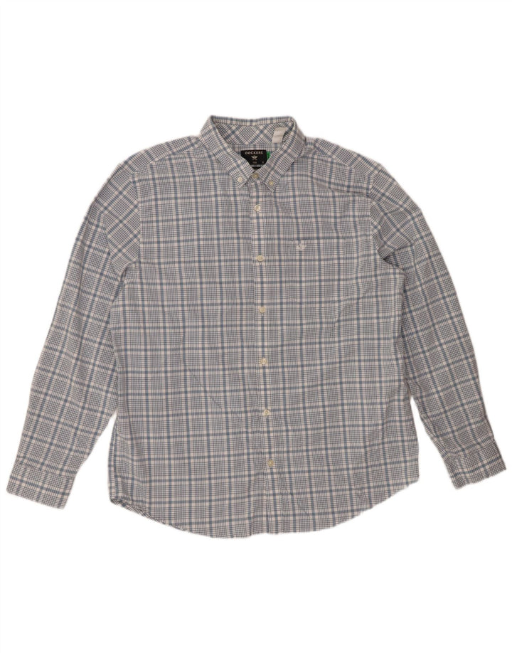 Cămașă pentru bărbați DOCKERS Classic Fit XL, bumbac cu carouri albastre