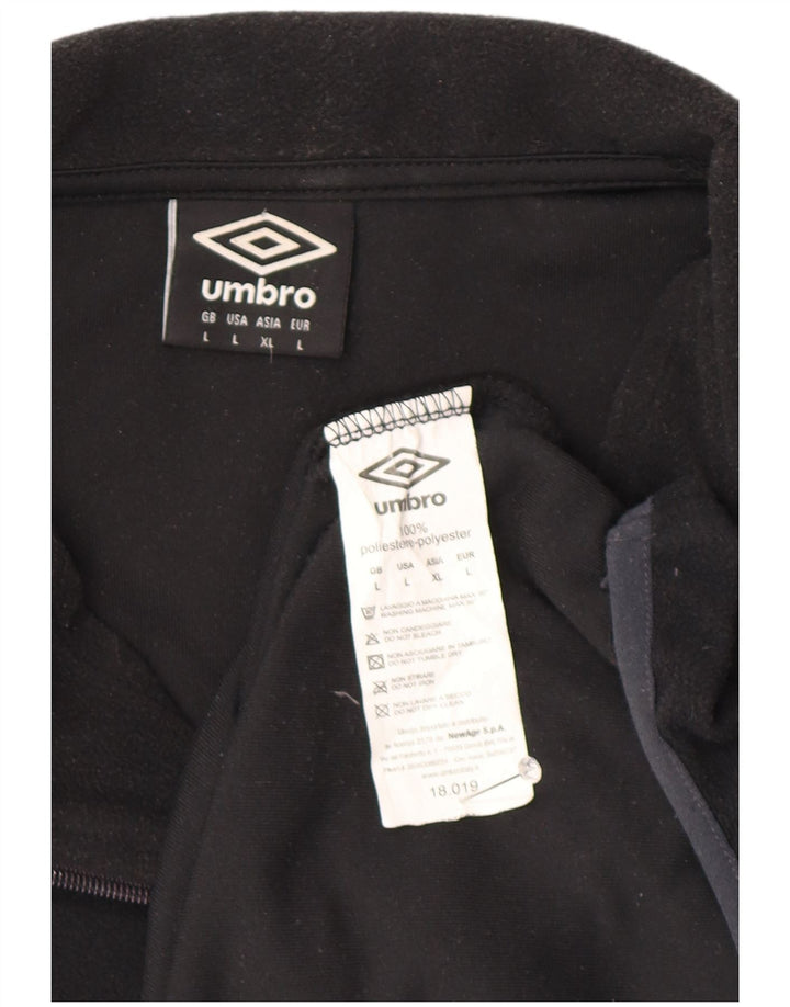Pulover pentru bărbați Umbro, cu fermoar și gât, din lână, mare, negru, poliester