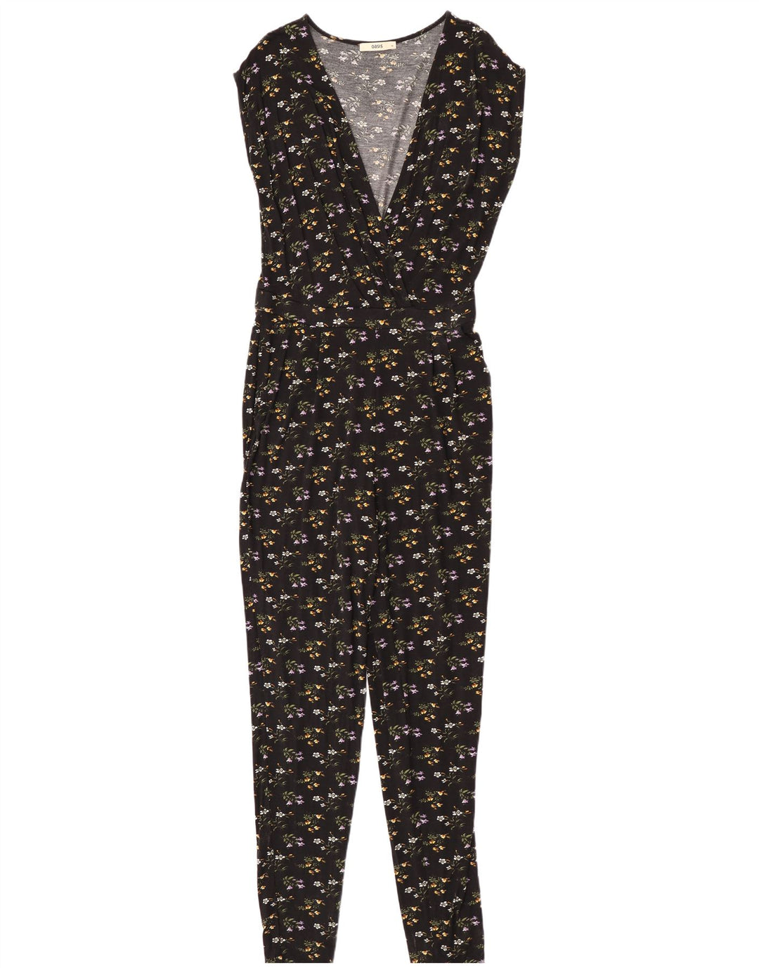 Salopetă fără mâneci pentru femei Oasis UK 12 Medium Black Floral Viscose