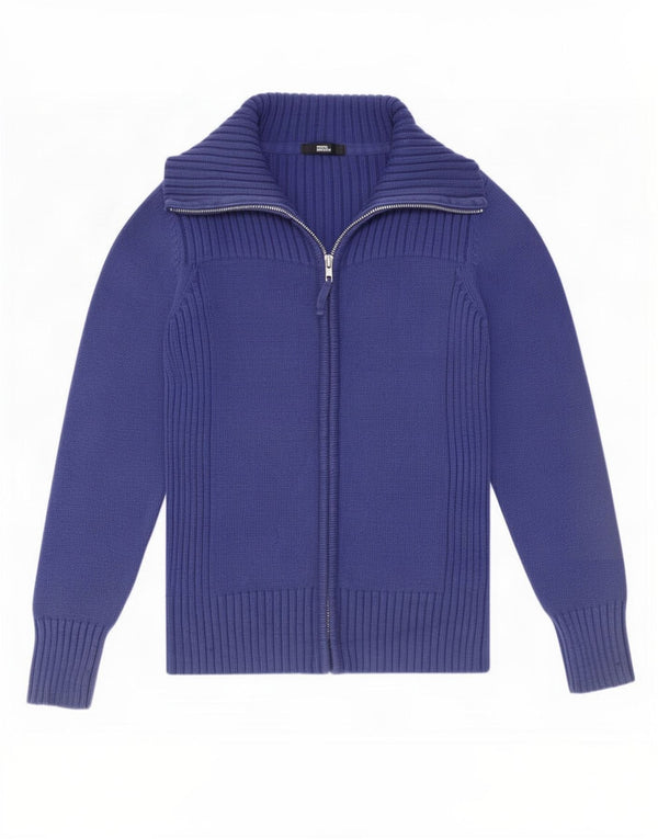 Pulover cardigan cu fermoar complet pentru femei Marks & Spencer UK 10 Bumbac albastru mic