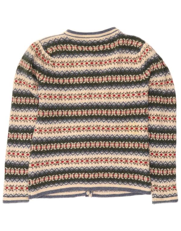 Pulover cardigan pentru femei VINTAGE UK 14 Medium Multicolored Fair Isle Lână