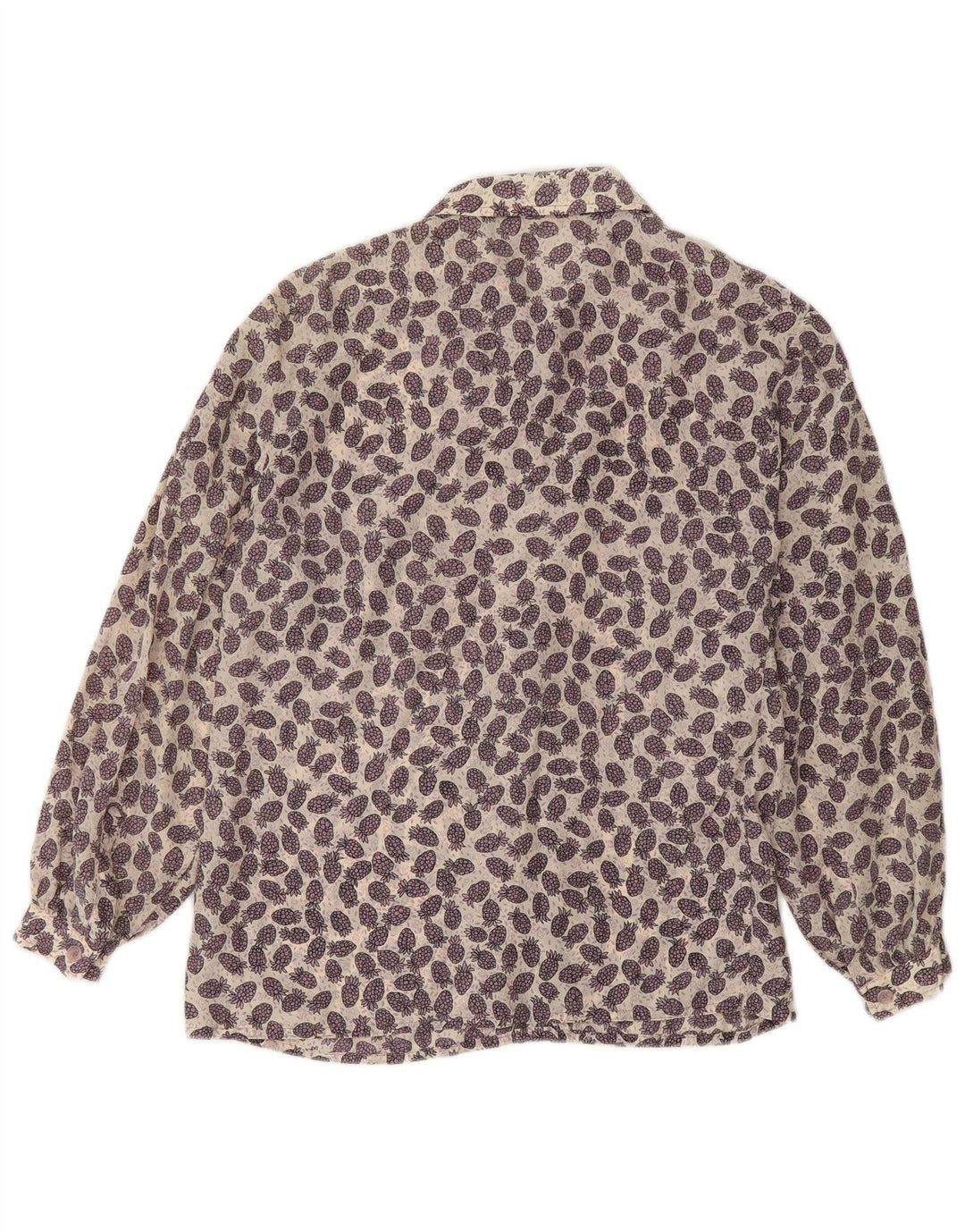 Bluză cămașă vintage pentru femei cu model abstract, UK 12, violet mediu