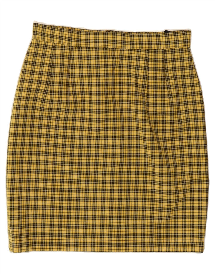 VINTAGE Womens Pencil Skirt W29 Medium Yellow Check Polyester Vintage Vintage and Second-Hand Vintage from Messina Hembry 