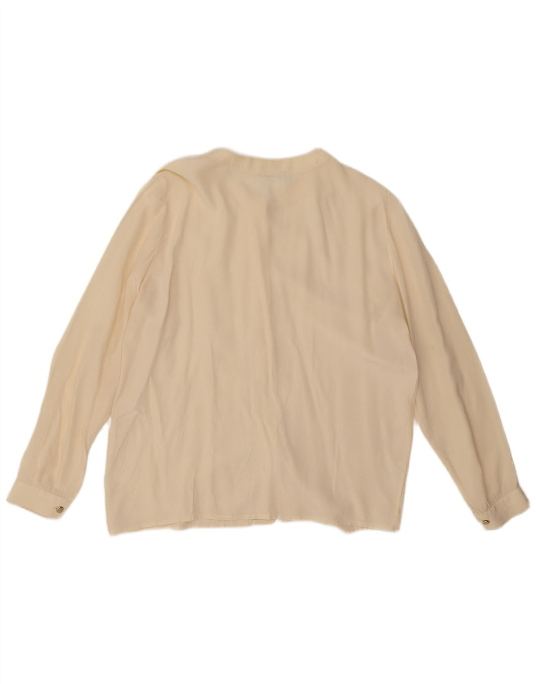 Bluză de cămașă vintage pentru femei UK 14 Medium din mătase alb