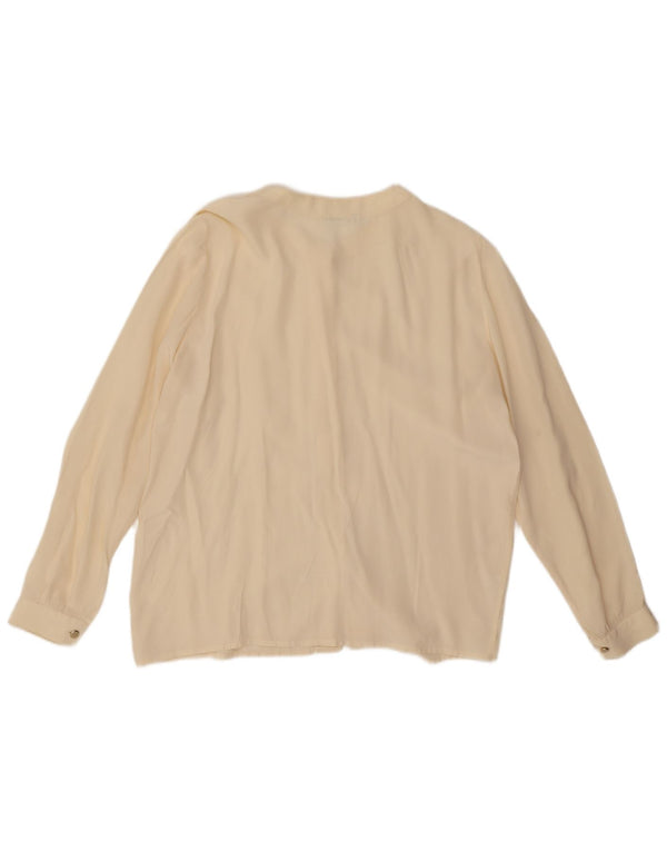 Bluză de cămașă vintage pentru femei UK 14 Medium din mătase alb