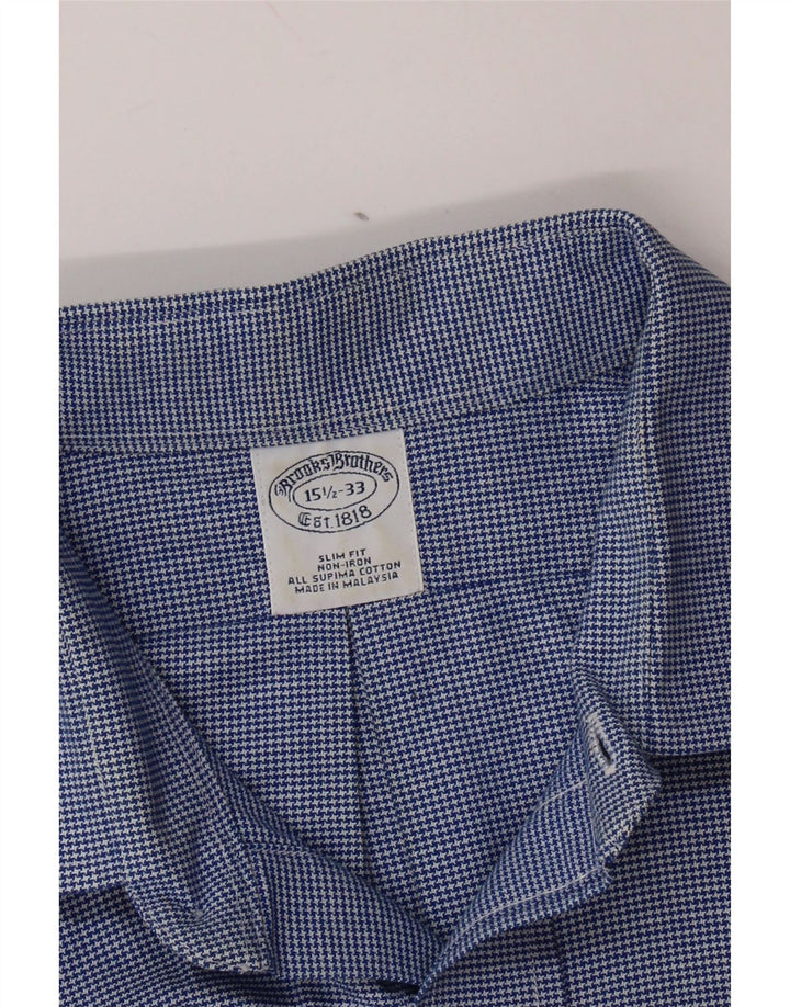 Cămașă pentru bărbați BROOKS BROTHERS Slim Fit Mărimea 15 1/2 Medium Blue Houndstooth