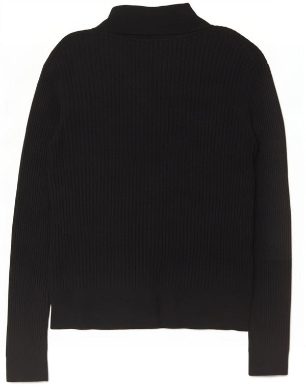 Tricou polo cu mânecă lungă pentru femei Zara UK 14 Medium Black Viscose