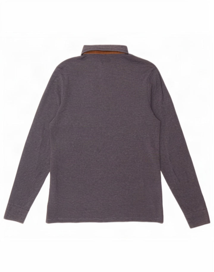 Cămașă polo cu mânecă lungă Massimo Dutti pentru bărbați, albastru bleumarin mediu
