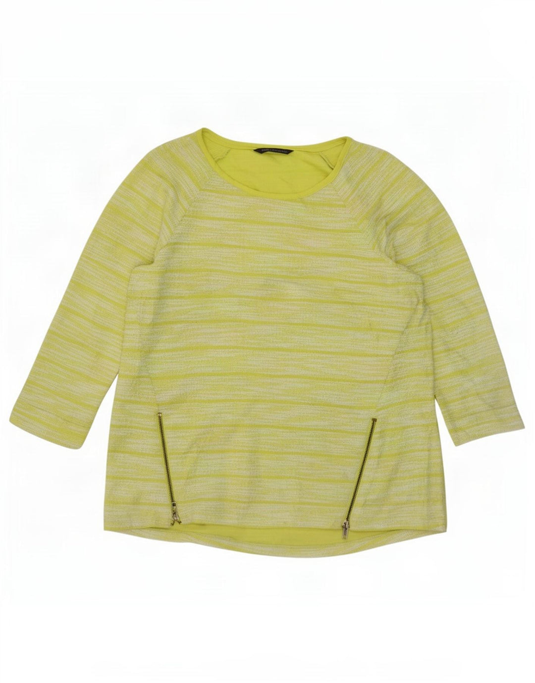 Marks & Spencer Top pentru femei cu mâneci 3/4 Marea Britanie 14 Poliester cu dungi verzi mari