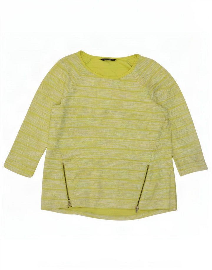 Marks & Spencer Top pentru femei cu mâneci 3/4 Marea Britanie 14 Poliester cu dungi verzi mari