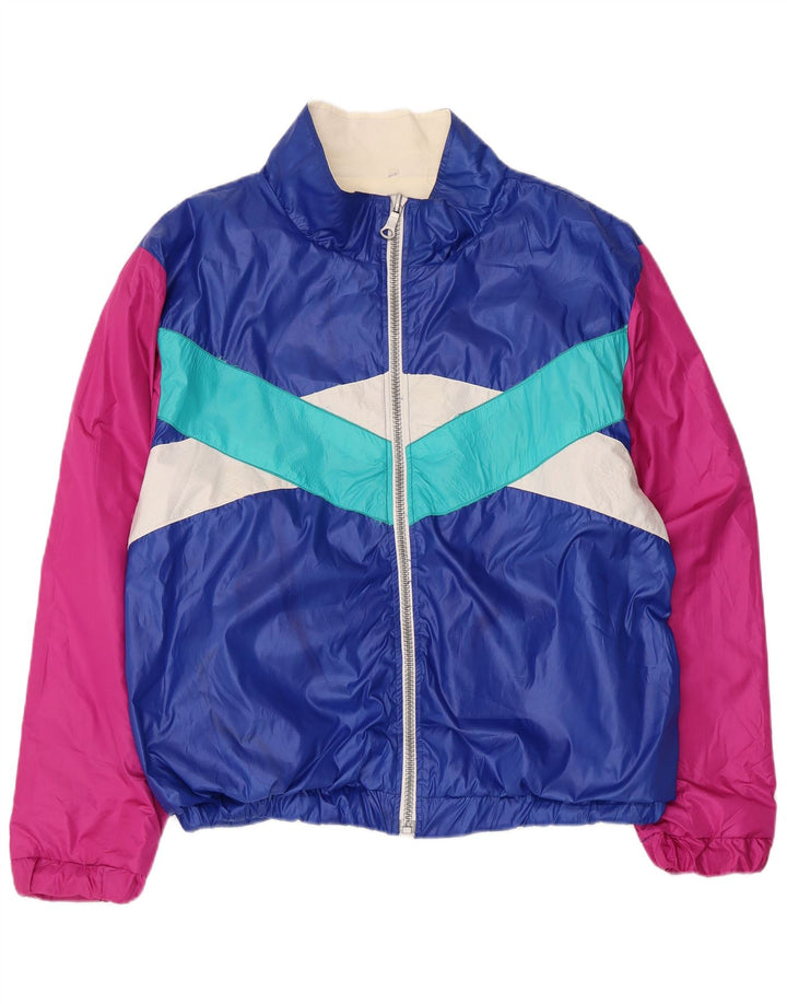 Jachetă de trening vintage pentru bărbați cu grafică, XL, albastru, bloc de culoare