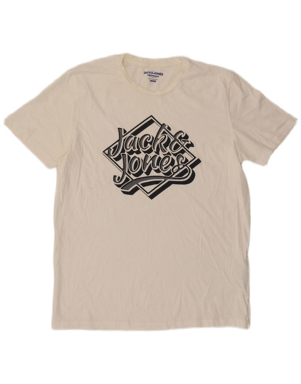 Tricou cu grafic Jack & Jones pentru bărbați, cu croiala normală, XL, bumbac alb