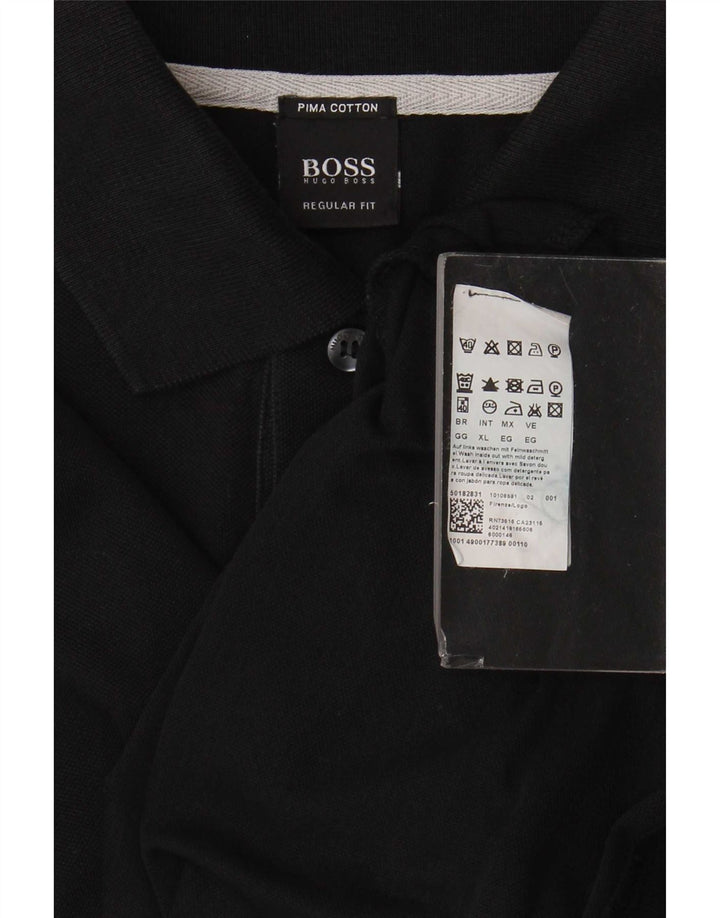 Cămașă polo Hugo Boss pentru bărbați, bumbac negru, cu formă regulată