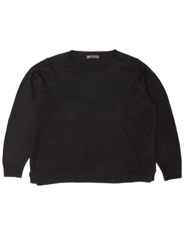 Pulover pentru femei Marks & Spencer cu decolteu rotund UK 22 3XL negru acrilic