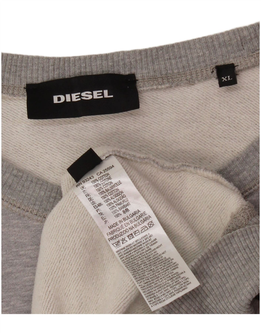 DIESEL Hanorac pentru bărbați Jumper XL bumbac cu dungi gri