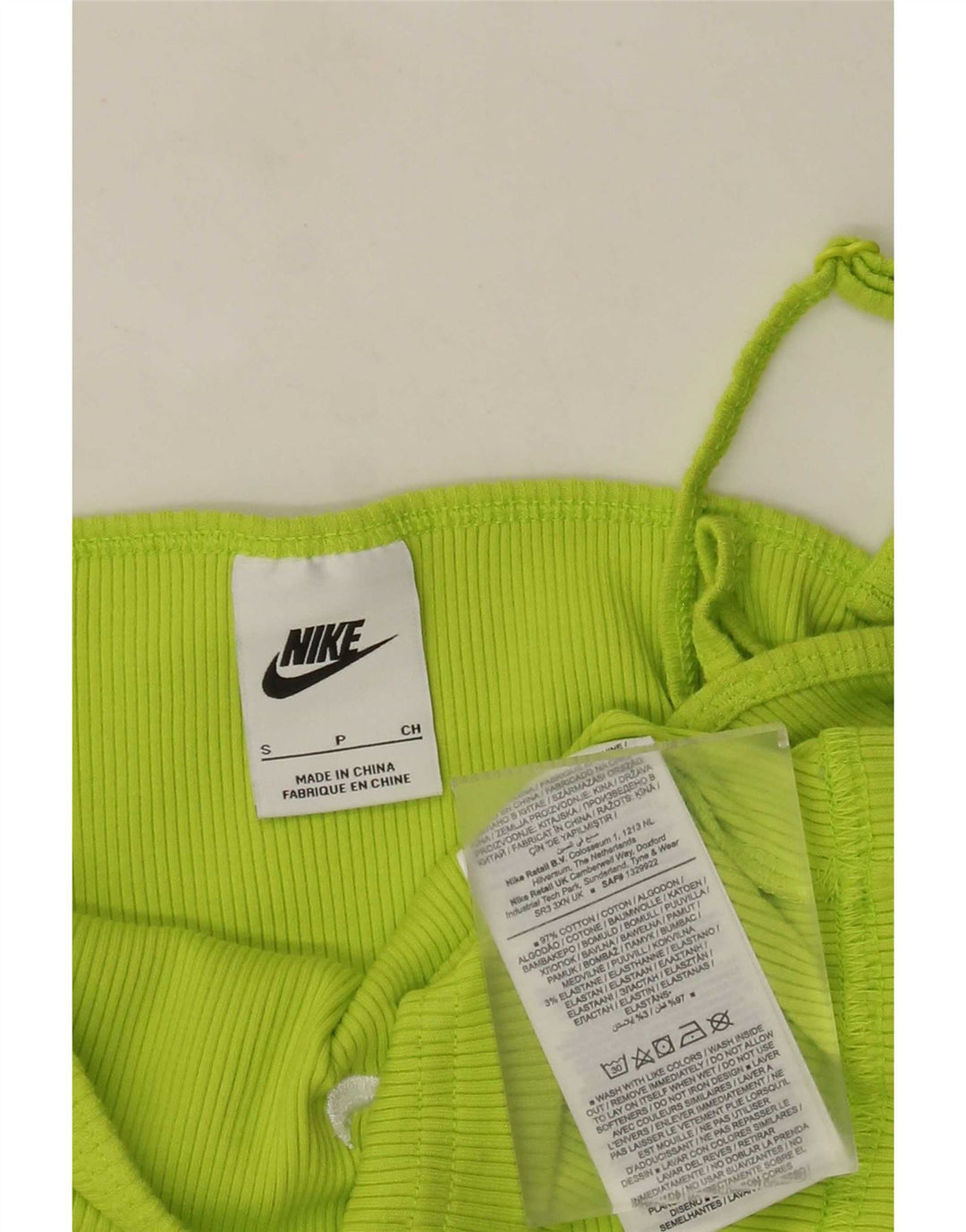Top crop pentru femei Nike UK 8, bumbac verde mic