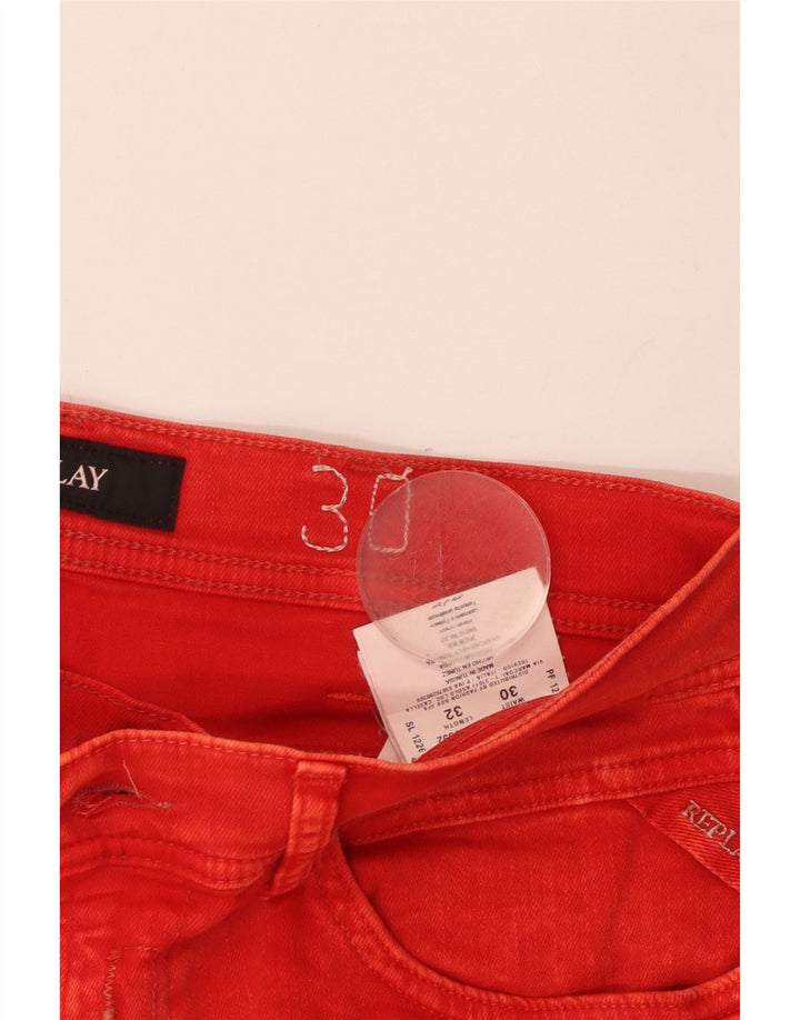 REPLAY Blugi skinny pentru bărbați W30 L32 bumbac roșu