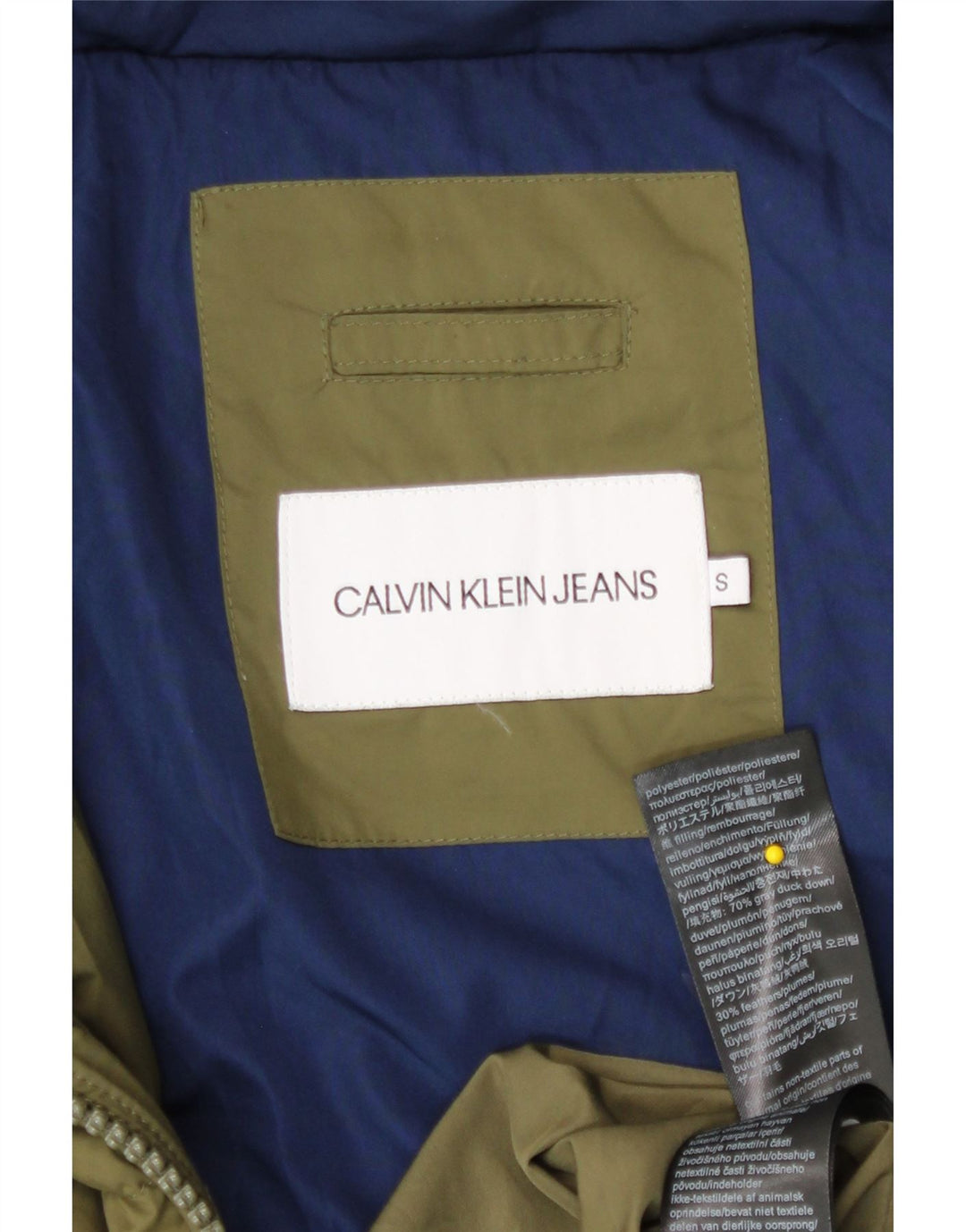 Jachetă căptușită cu glugă pentru bărbați Calvin Klein Jeans UK 36 Poliester kaki mic