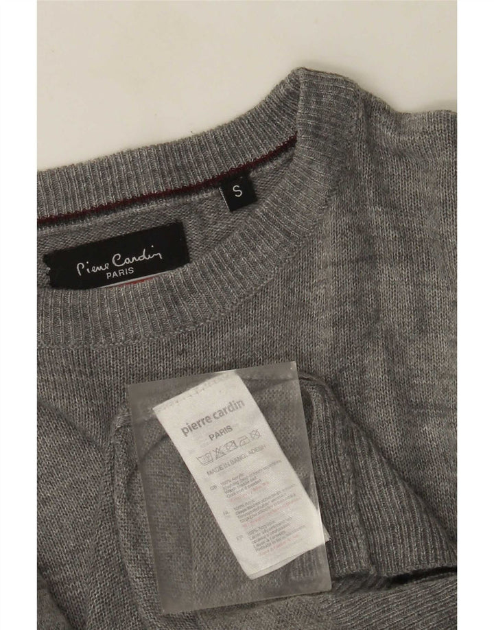 Pulover pentru bărbați Pierre Cardin cu decolteu rotund, mic, gri acrilic