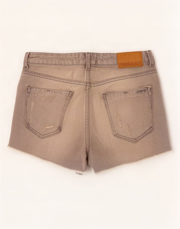 Pantaloni scurți din denim învechit pentru femei Zara EU 38 Small W28 Bumbac gri