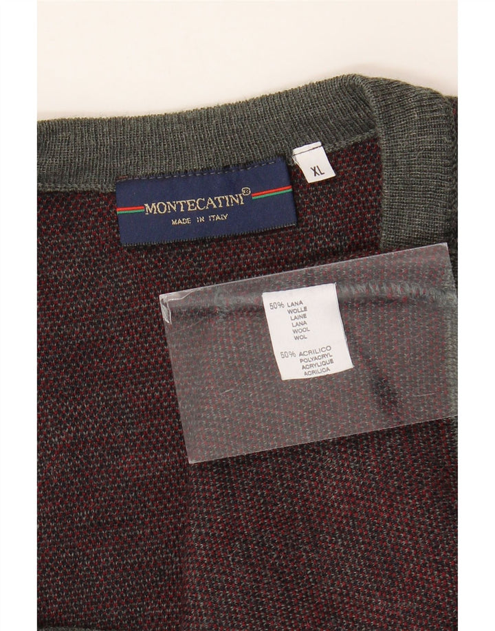 Pulover cardigan fără mâneci pentru bărbați Montecatini XL Lână geometrică gri