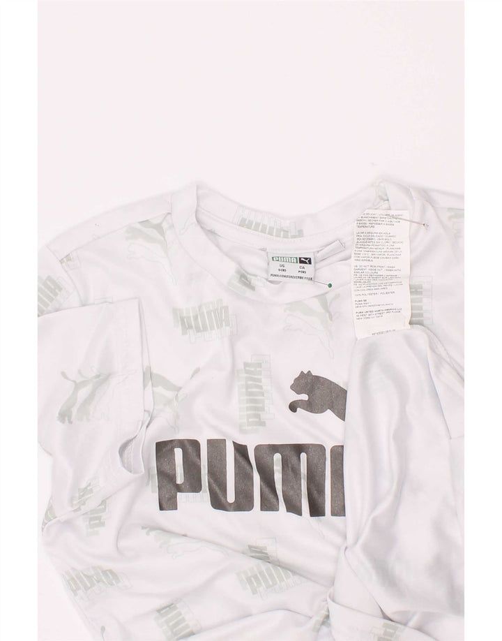 Tricou grafic Puma pentru băieți Top 7-8 ani Poliester alb mic