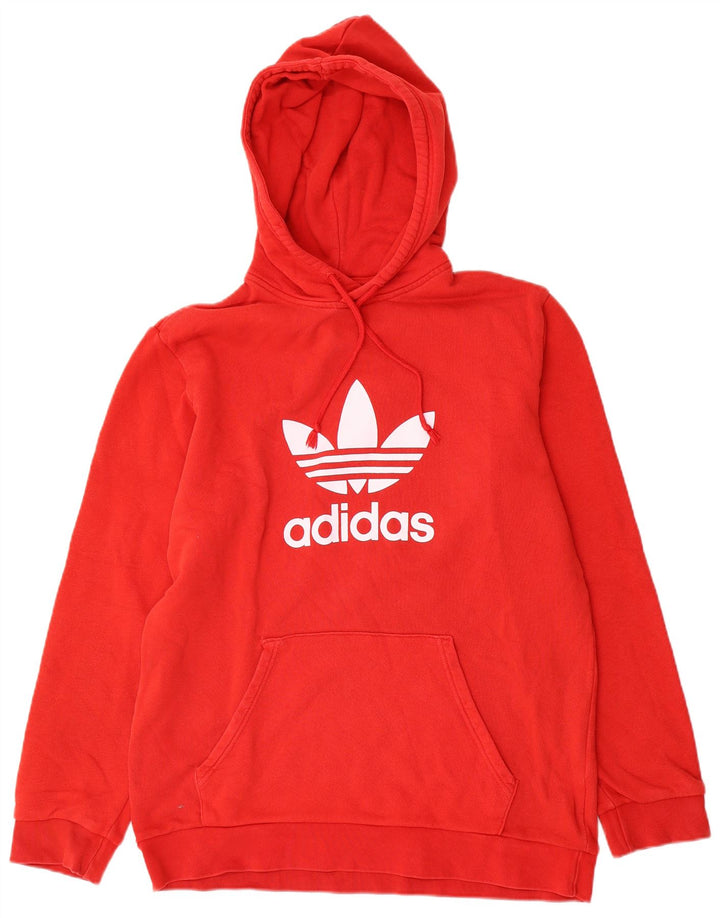 Pulover cu glugă cu grafic pentru bărbați Adidas, bumbac roșu mediu