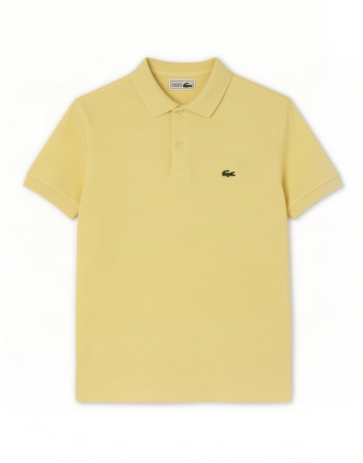 Tricou polo Lacoste pentru bărbați, mărimea 4, bumbac galben mediu