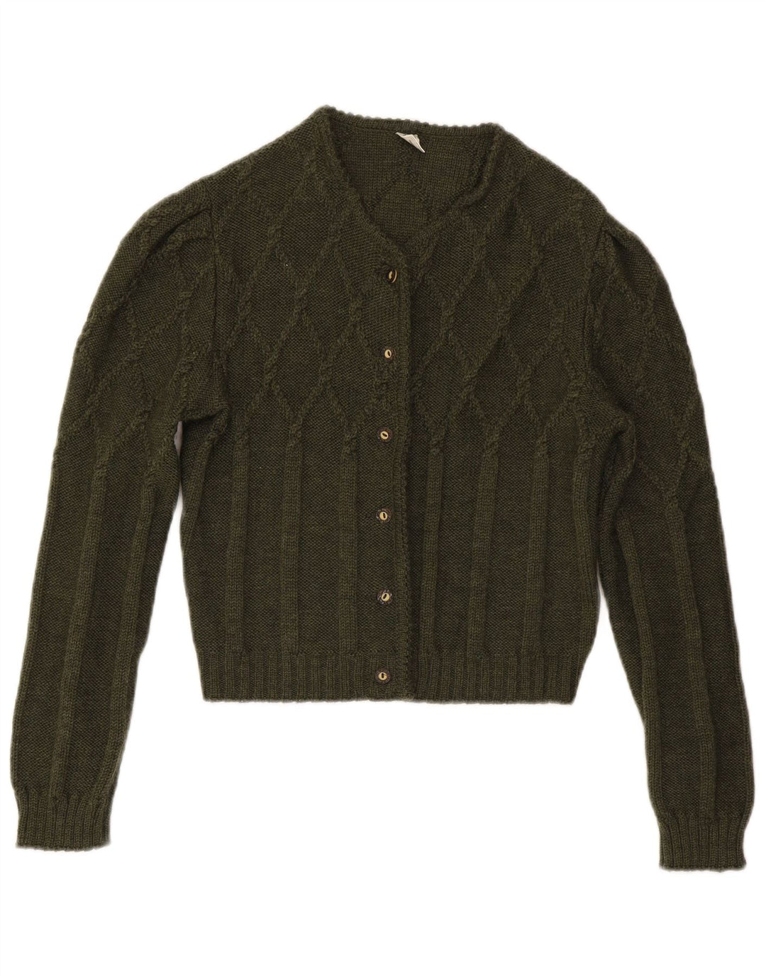 Pulover Vintage cardigan crop pentru femei IT 42 Medium Khaki Lână
