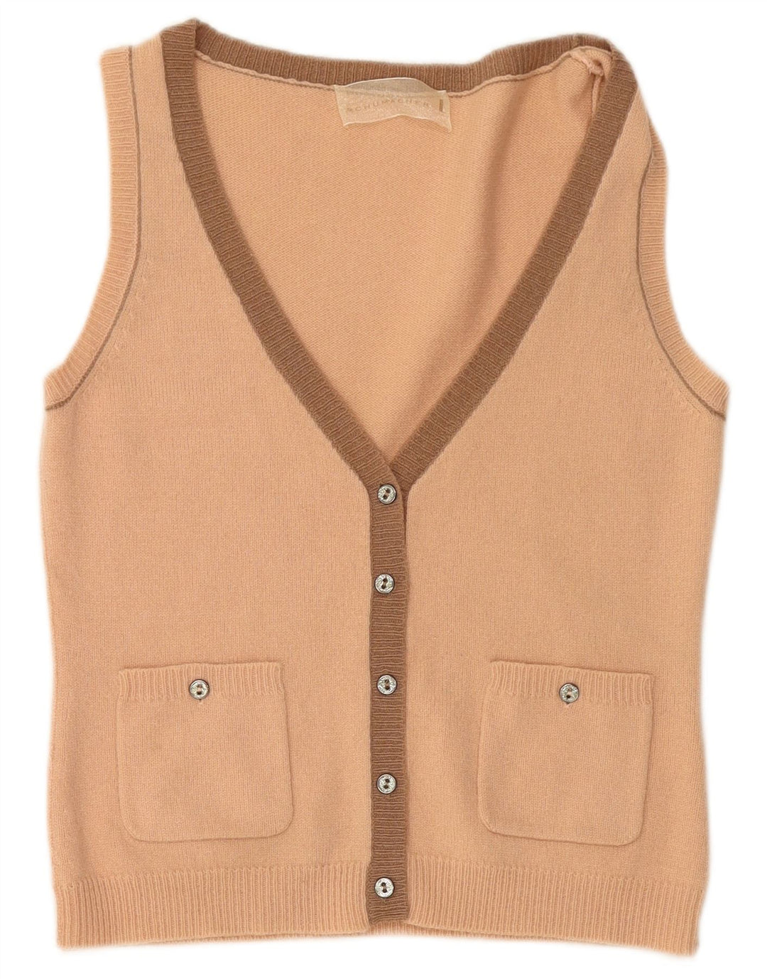 Pulover cardigan fără mâneci pentru femei SCHUMACHER UK 14 mare lână roz