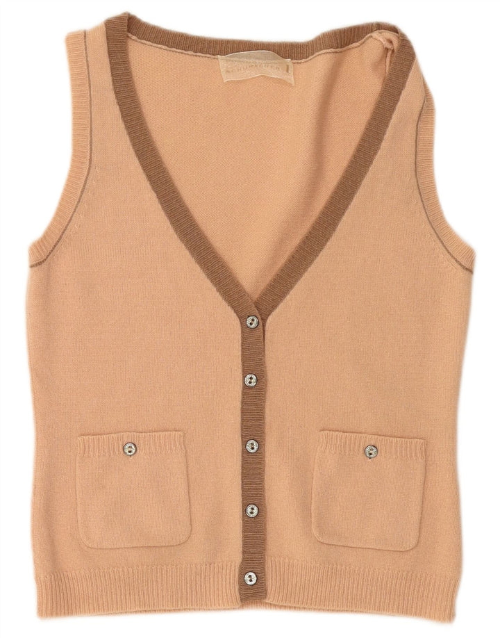 Pulover cardigan fără mâneci pentru femei SCHUMACHER UK 14 mare lână roz