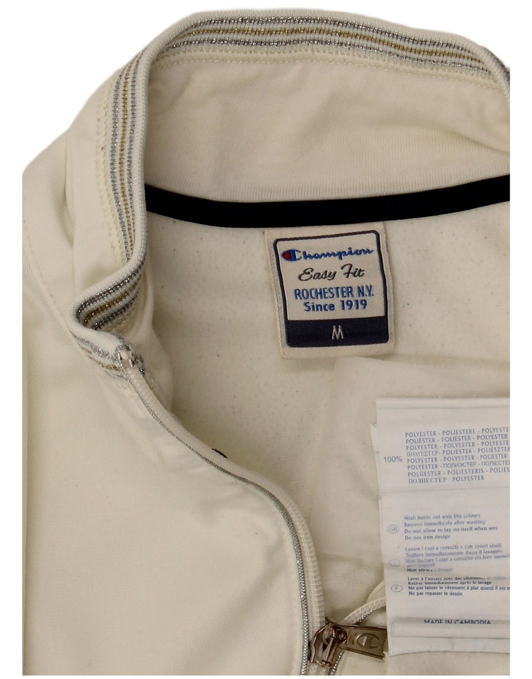Jachetă de top pentru trening pentru femei Champion Easy Fit UK 14 Medium Off White
