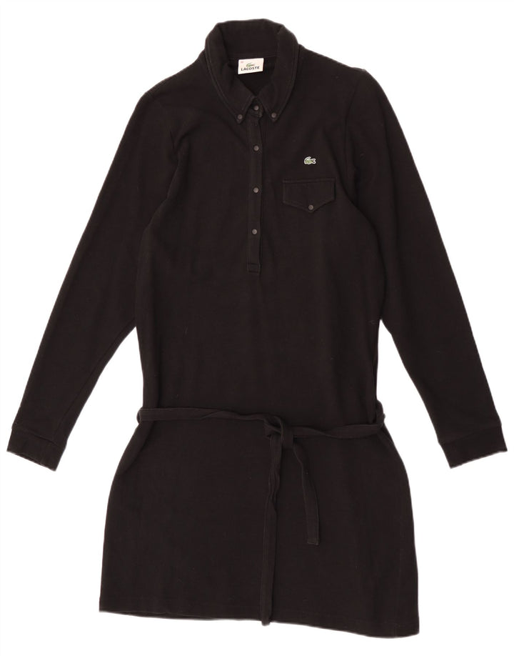 Rochie polo cu mânecă lungă Lacoste pentru femei, mărimea 40, bumbac mediu negru