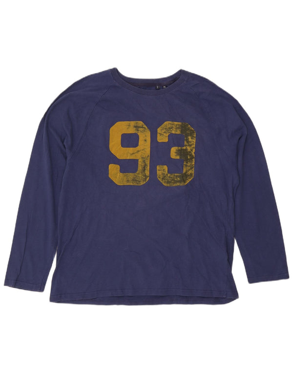 Top grafic pentru bărbați Superdry cu mânecă lungă 2XL, bumbac bleumarin