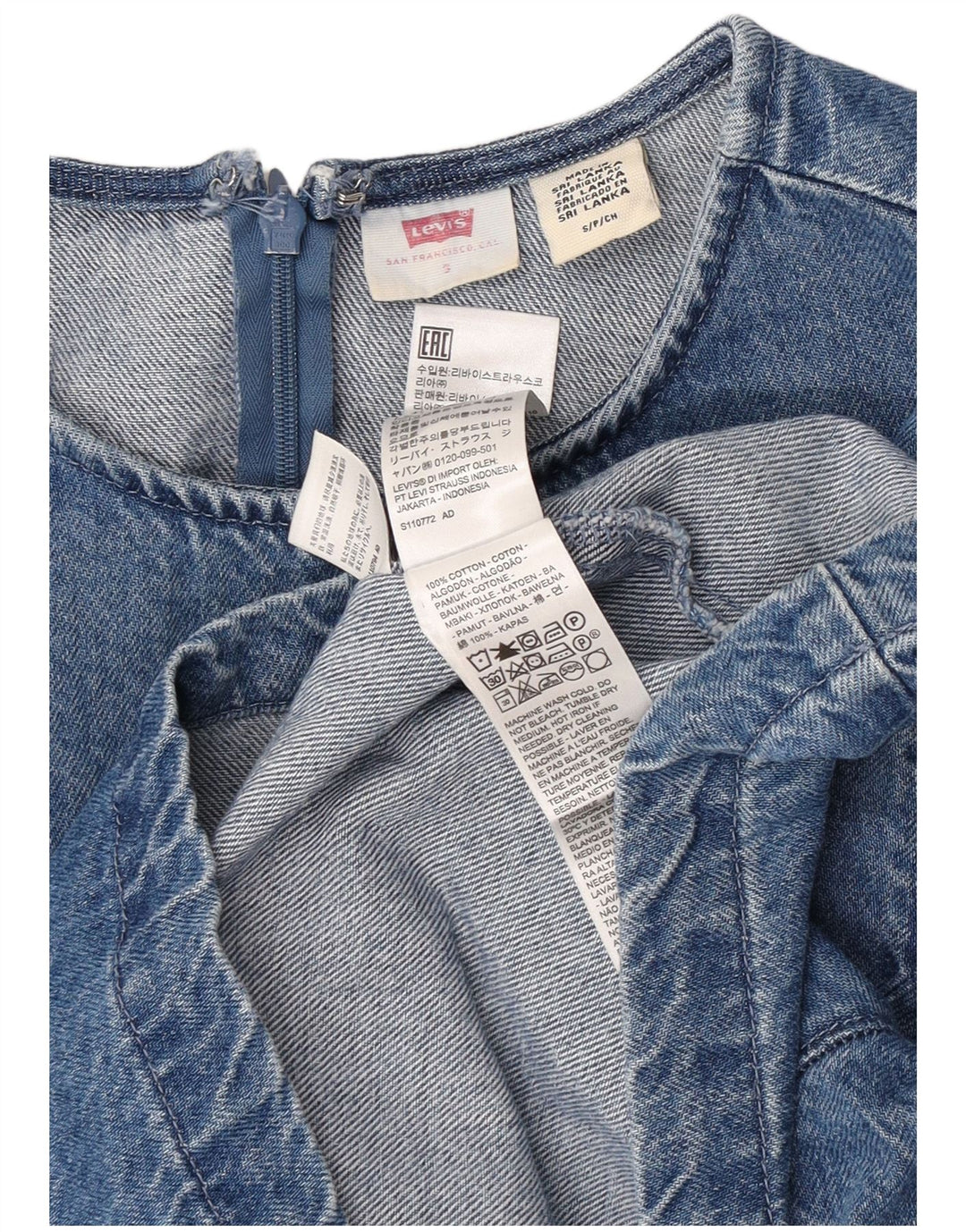 Bluză de bluză Levi's pentru femei Top UK 10 Small Blue Bumbac
