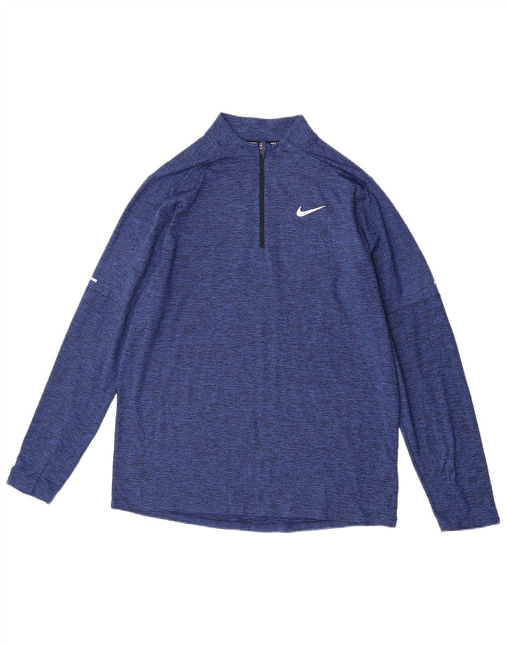 Top de trening pentru bărbați Dri Fit, cu fermoar și gât, cu pulover, mare, albastru