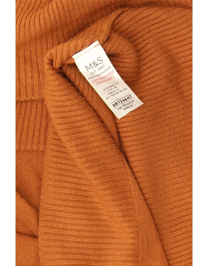 Pulover pentru femei Marks & Spencer cu paragate cu gât rulat, maro mediu, UK 12
