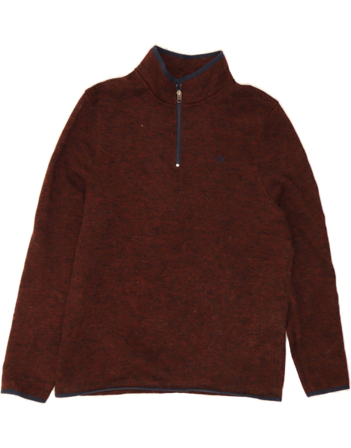DOCKERS Mens Zip Neck Sweatshirt Jumper Large Brown Flecked Polyamide Vintage Dockers and Second-Hand Dockers from Messina Hembry 
